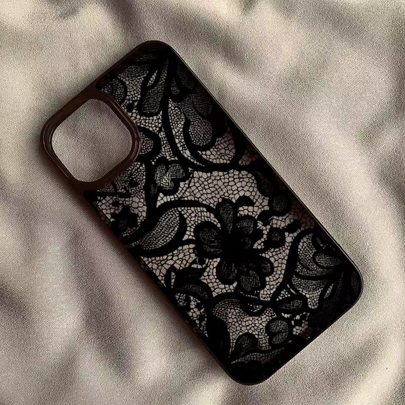 Vintage Luxus Handyhülle mit schwarzer Spitze für iPhone Modelle, Schutzhülle in Schwarz - Bild 2