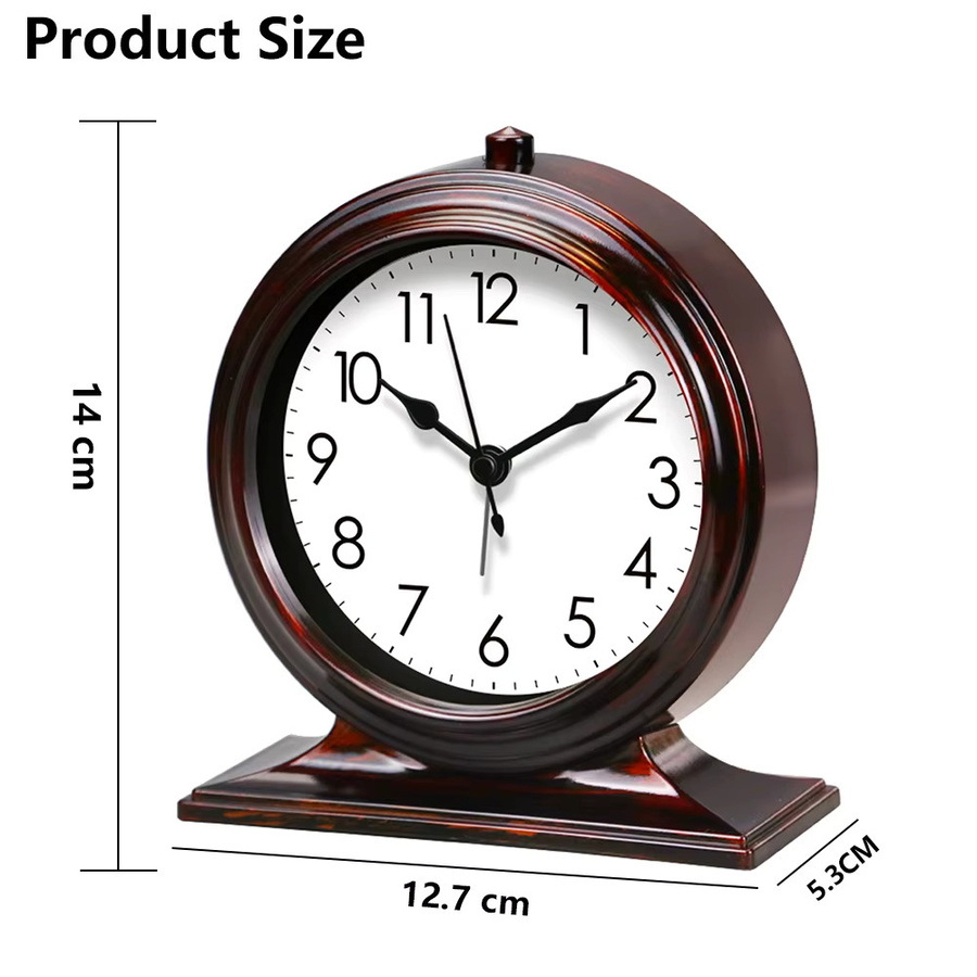 Mabpedo Vintage-Schreibtischuhr Digital, Klassischer Wecker aus Metall in Schwarz oder Braun, Lautsprecher und Desktop-Dekoration für Büro und Wohnzimmer - Bild 5
