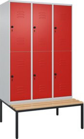 C+P Doppelstock-Spind Classic PLUS Sitzbank mit 3 Abteilen und Buche-Hartholz Sitzfläche, B/T/H: 212,0 x 120,0 x 81,5 cm - Bild 1