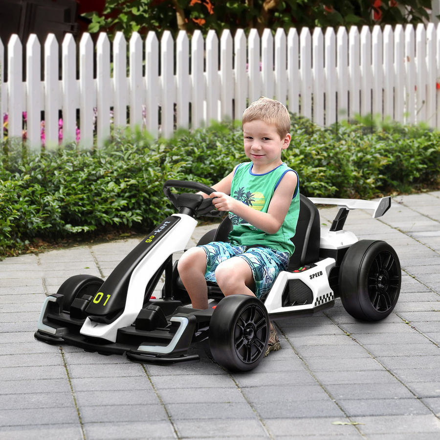 HOMCOM Elektro Go-Kart mit Drift-Funktion, 2 Motoren, Weiß, 6 Jahre - Bild 2