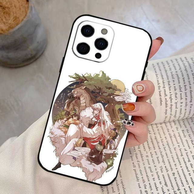 Anime Inuyasha Handyhülle aus weichem Silikon für Apple iPhone 17, 16, 15, 14, 13, 12, 11 (Plus, Pro, Max, XS) in Schwarz - Bild 1