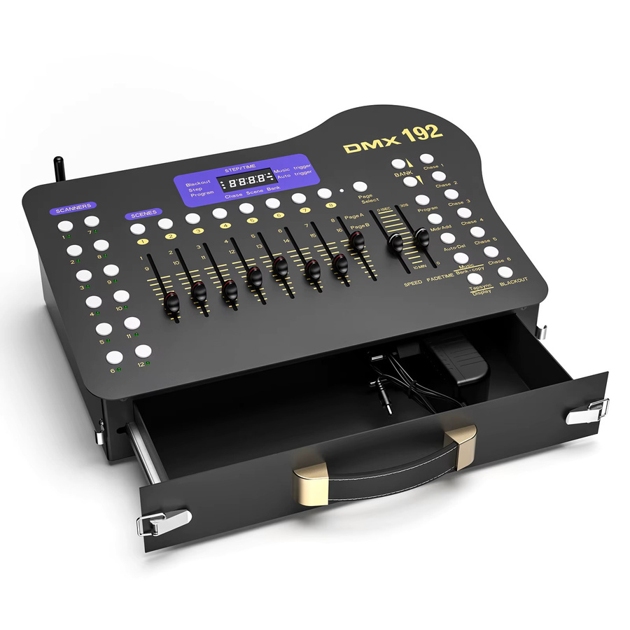 U'King 192 DMX-Kanal-Konsole Schwarz mit MIDI-Operator und kabelloser DMX512-Lichtsteuerung für DJ, KTV und Club, B/T/H: 36,0 x 21,0 x 10,0 cm - Bild 7