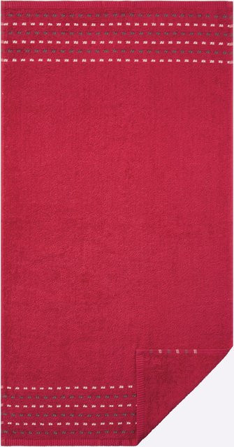 wäschepur 4-tlg. Handtuch-Sparset aus 100% Baumwolle mit Multicolor-Bordüre und grafischen Elementen, Rot/Multicolor - Bild 1