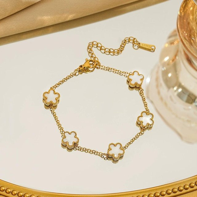 Lucky Star Jewelry Armband, Edelstahl, vergoldet, Glücksklee, Damen - Bild 1