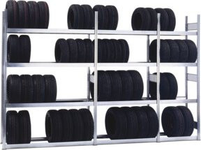 Regalwerk BERT-Reifenregal Anbaufeld Stecksystem verzinkt, Farbe: Silber, H x B x T: 250 x 100,5 x 50 cm - Bild 1