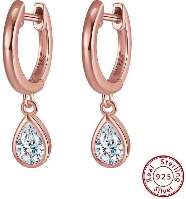 Ohrringe 925 Silber, Gold, Zirkonia, Damen - Bild 1