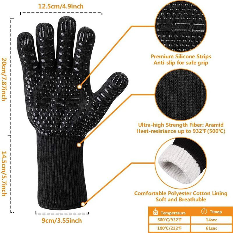Hitzebeständige Grillhandschuhe von Yiran Furniture aus Silikon und Polyester für Küche, Smoker und Barbecue - Bild 6