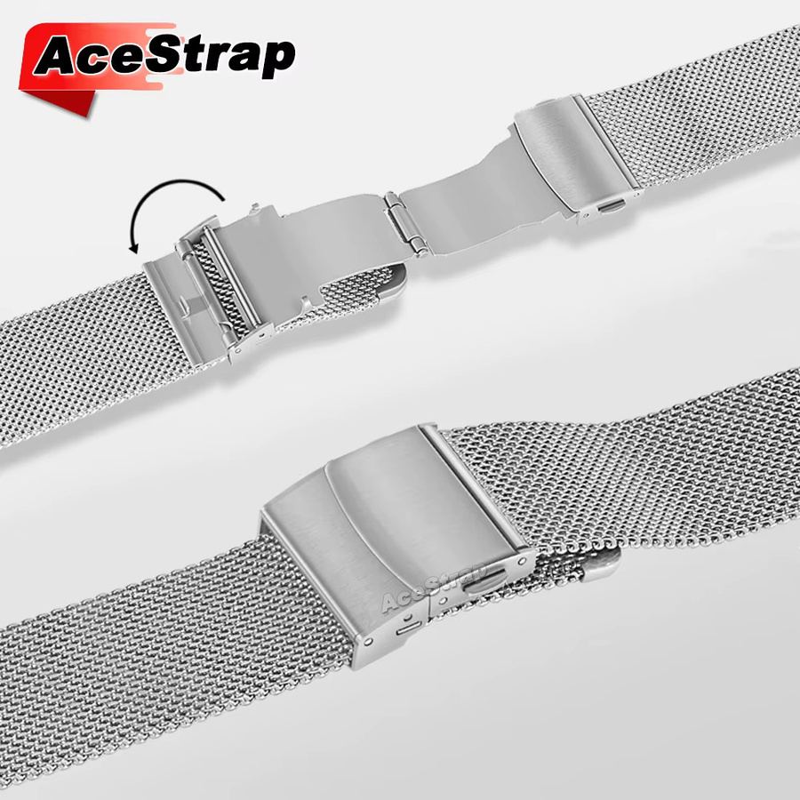 AceStrap Uhrenarmband Edelstahl, Milanaise, Bunt, Unisex, 20mm 22mm - Bild 2