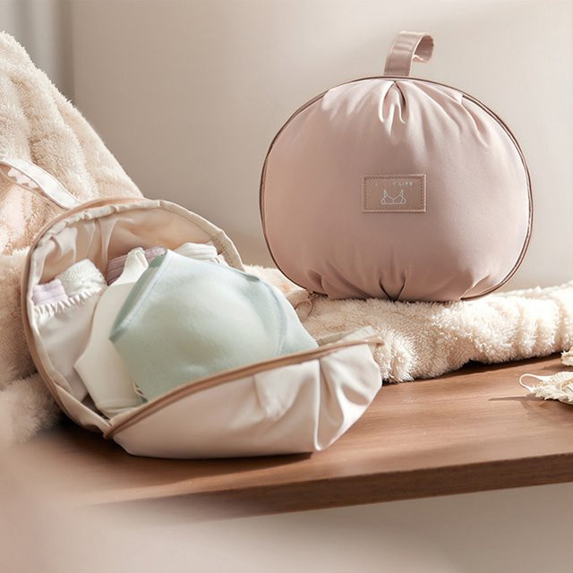 YOCITY Kugelförmige Unterwäsche-Aufbewahrungstasche und Kosmetiktasche in Beige - Bild 1