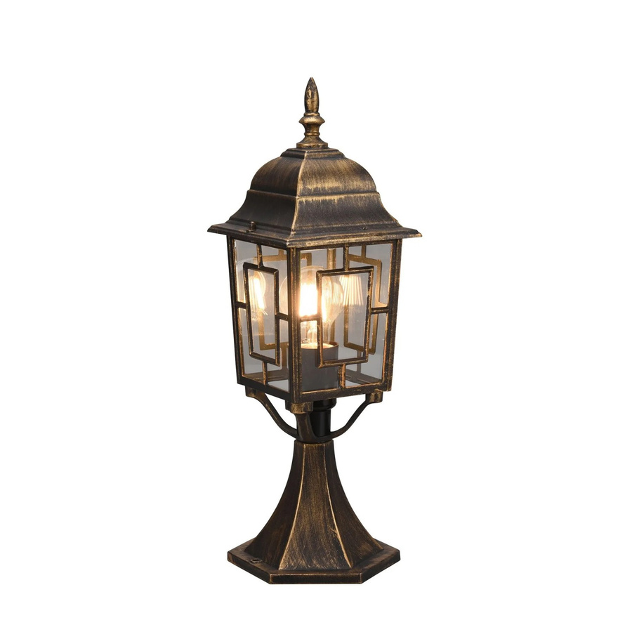 Trio LED-Pfosten Volturno in Rostoptik Bronze aus Druckguss-Aluminium und Glas, B/T/H: 15 x 17 x 47,5 cm - Bild 2