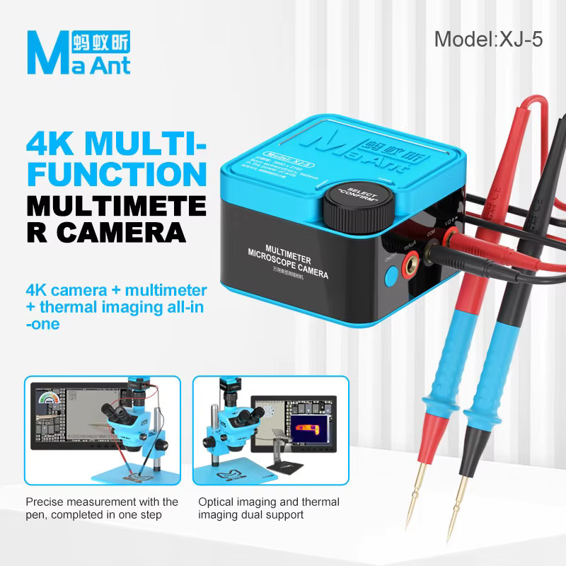 MaAnt XJ-5 3-in-1 Digitales Mikroskop mit 4K Kamera, Multimeter und Wärmebildfunktion für die Handy-Motherboard-Reparatur in Blau - Bild 3