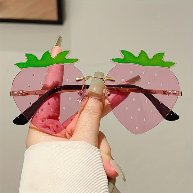 Yiran Sonnenbrille randlos, Erdbeerform, pink, multicolor, Metall, Damen - Bild 1