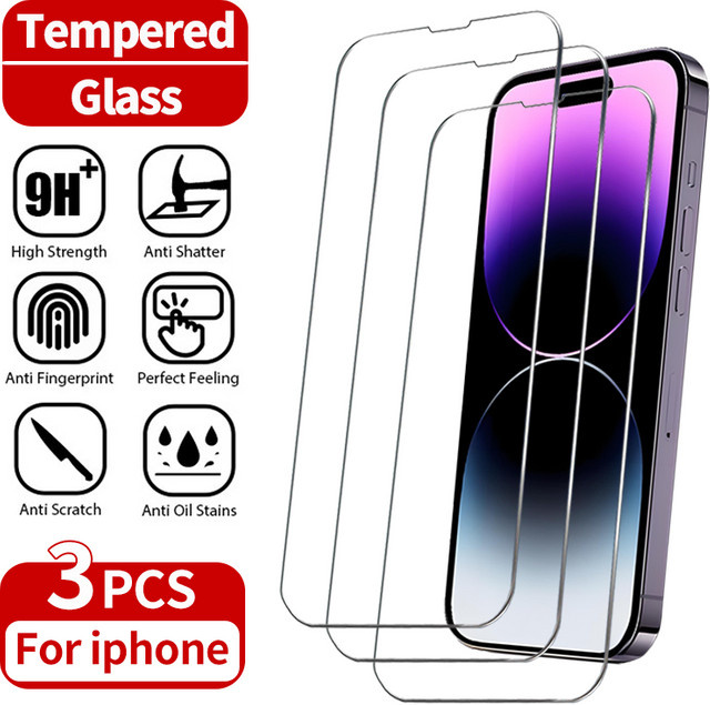 3er-Set Displayschutzfolie aus gehärtetem Glas für Apple iPhone Modelle in Transparent - Bild 1