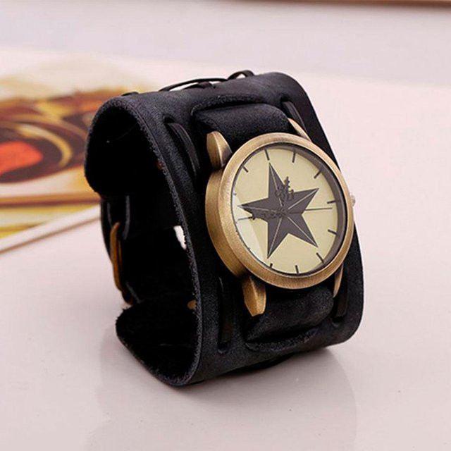 YIRAN Armbanduhr Quarz, Leder, Schwarz, Herren - Bild 1