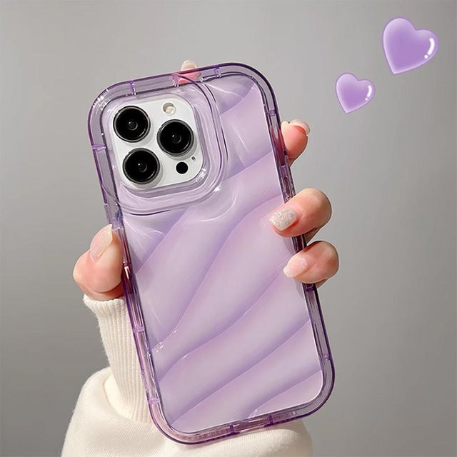 Transparente Silikon Schutzhülle mit Wellen-Textur für Apple iPhone, Stoßfeste Bumper Abdeckung in Lila - Bild 1