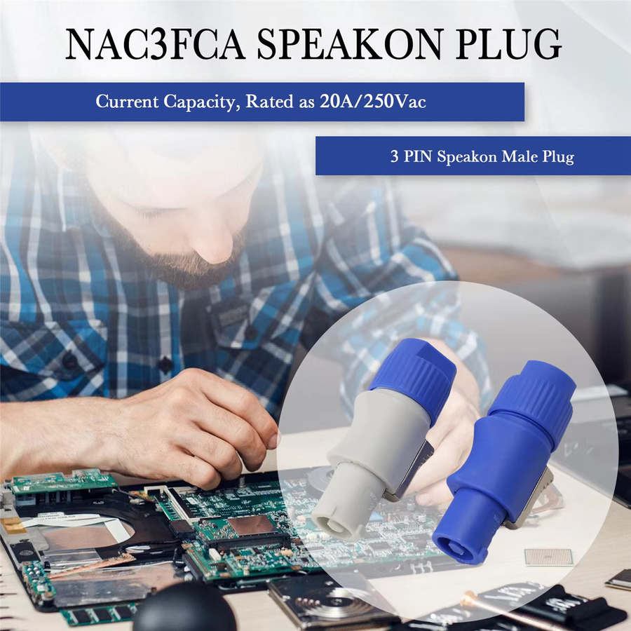 ABQR 20 Stück Speakon-Stecker NAC3FCA NAC3FCB, 3-polige Powercon-Stecker, 20 A, 250 V, AC-Netzstecker, Farben: Blau, Grau und Weiß - Bild 4