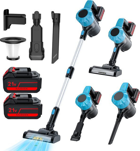 Betuyoo Kabelloser Stabstaubsauger in Blau mit 16kPa Saugkraft, LED-Licht und 5-Schicht-Filtration, kompatibel mit Makita B-Serie Akkus, 0,8l Staubbehälter - Bild 1