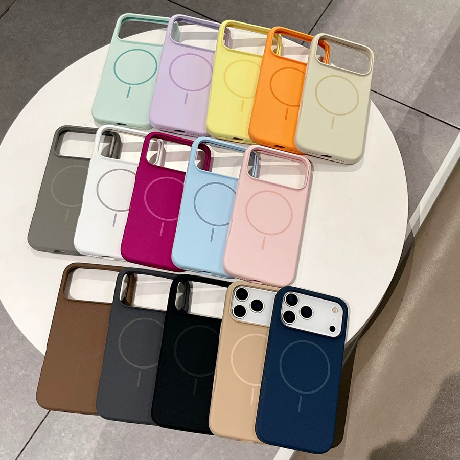 szHAIyu Magnetische Slim Handyhülle aus flüssigem Silikon für Apple iPhone 13 14 15 16 17 Pro Max Plus Air mit MagSafe Kompatibilität in Gelb - Bild 2