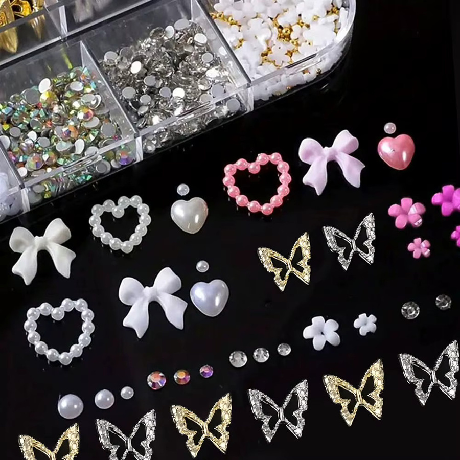 HotPress Nagel Charms, 3D Schmetterling Schleife Blume, Glänzend - Bild 3