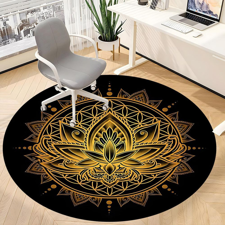 Runder Lotus Mandala Teppich von YglTwo in Multicolour, Durchmesser: 80 cm - Bild 3