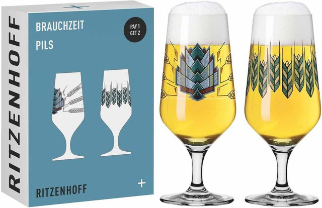 Ritzenhoff Pilsgläser Brauchzeit Motiv transparent 2er Set 374 ml - Bild 1