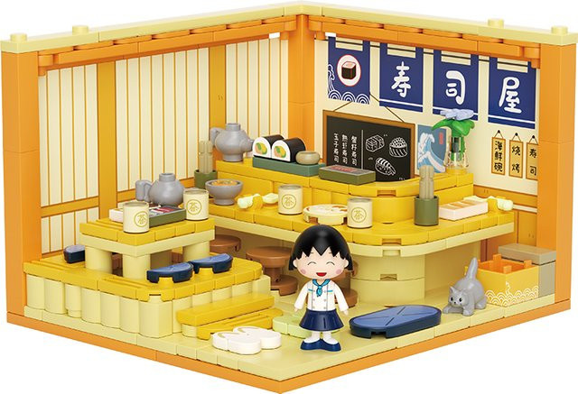 Weekit Chibi Maruko-chan Sushi Bar Baustein-Set, Mehrfarbiges Modellspielzeug aus Kunststoff - Bild 1