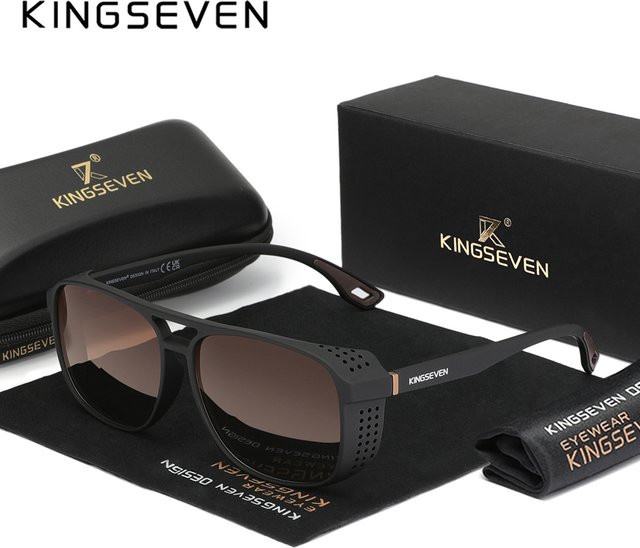KINGSEVEN Sonnenbrille, Square, Vollrand, TR90, Schwarz, Unisex, polarisiert - Bild 1