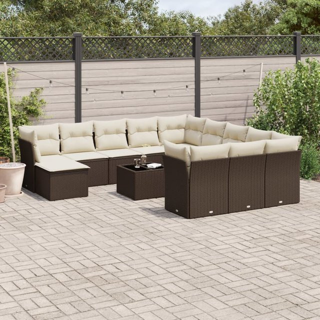 vidaXL 13-tlg. Garten-Sofagarnitur aus Polyrattan in Braun mit UV-beständigen Kissen - Bild 3