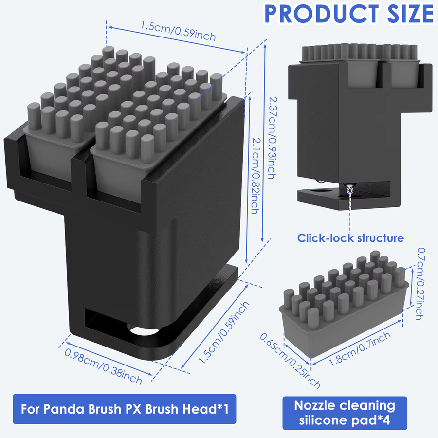 Bambu Lab 3D-Druckerdüsenwischer mit 4 Silikonbürsten für P1P, P1S, X1, X1C und X1E Düsenreinigungsset - Bild 2