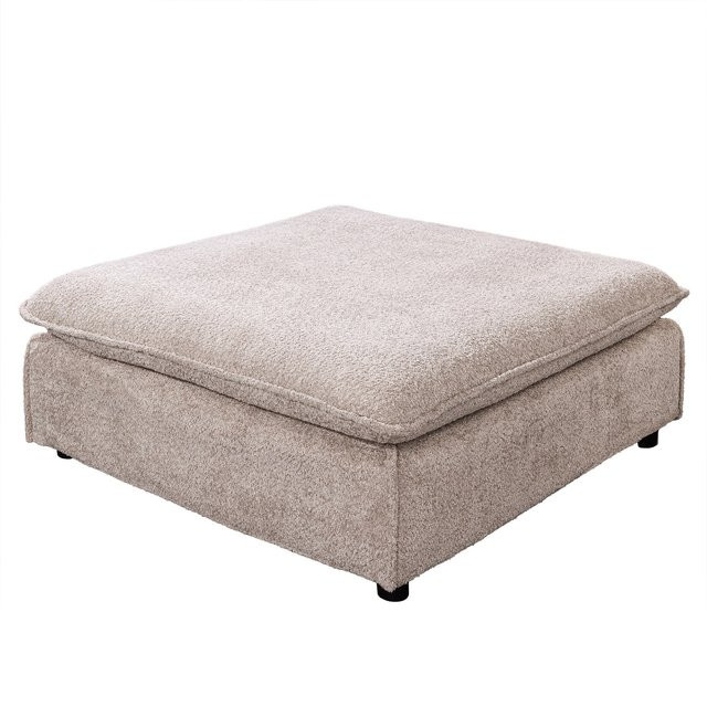 riess-ambiente Polsterhocker HEAVEN in Champagner Beige mit Bouclé-Stoff und Federkern, Durchmesser: 100 cm - Bild 1