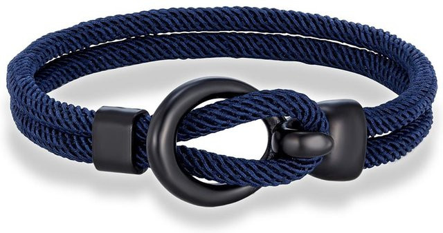 YULIN Armband, geflochtenes Seil, Schwarz, Edelstahl, 19 cm, Unisex - Bild 1