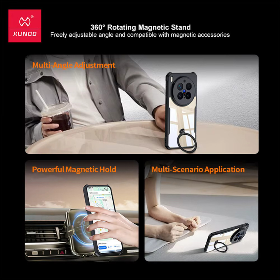 Xundd Schutzhülle für VIVO X300 Pro und VIVO X300 Ultra, Transparente Airbag Anti-Sturz-Hülle mit Magnetständer und Streifen-Design - Bild 5