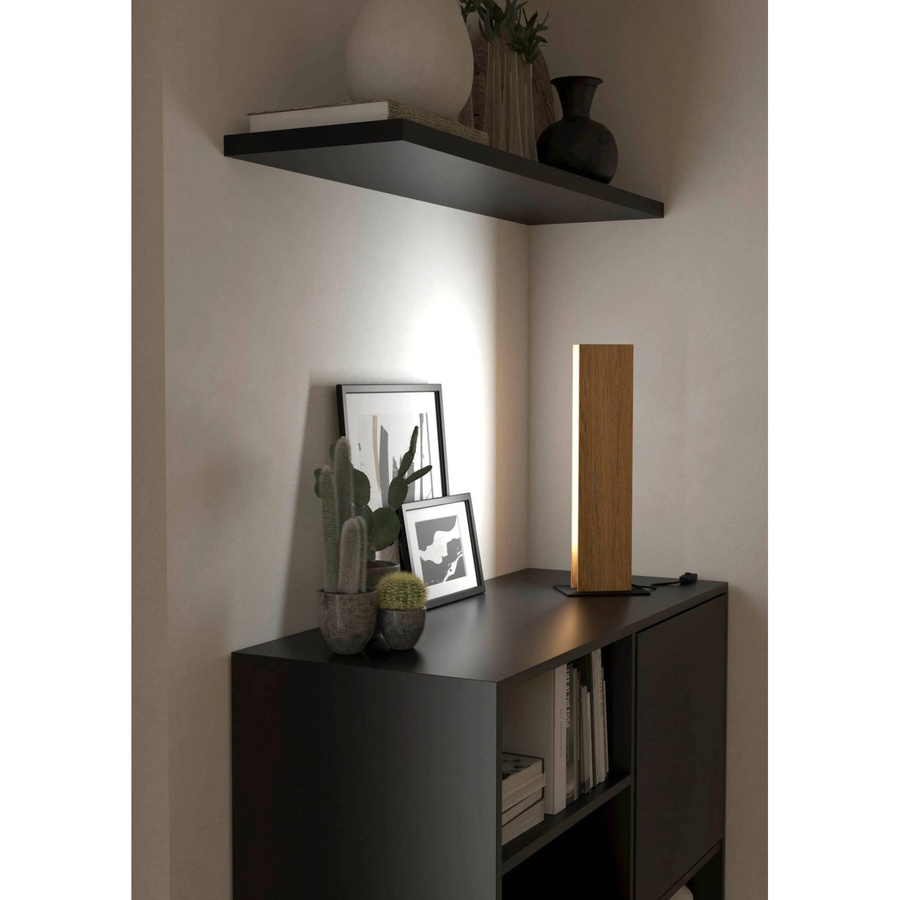 Eglo LED-Tischleuchte Anchorena-Z in Schwarz mit Gummibaum-Holz und Metall, dimmbar mit Fernbedienung und Timer - Bild 2