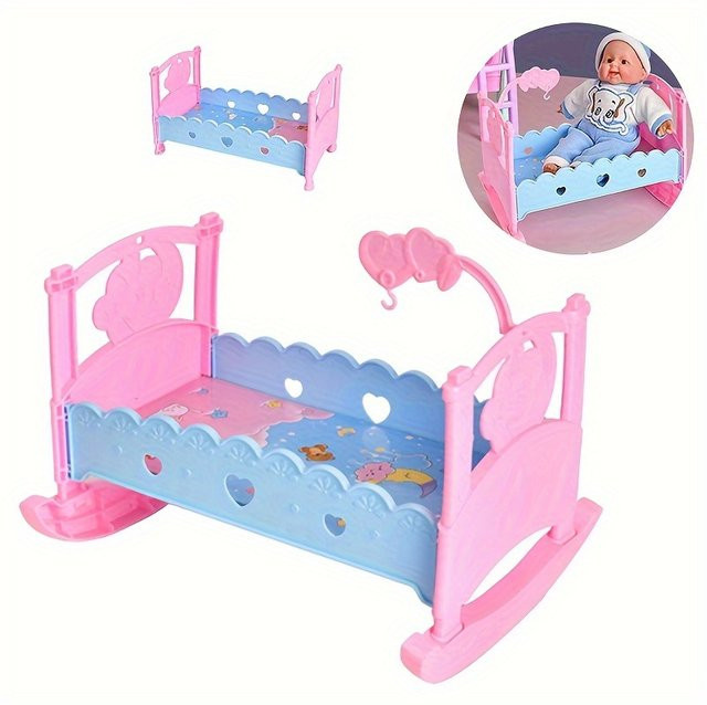 KIEKA Puppenwiege-Bett, Zubehör, Rosa / Pink, Kunststoff - Bild 1