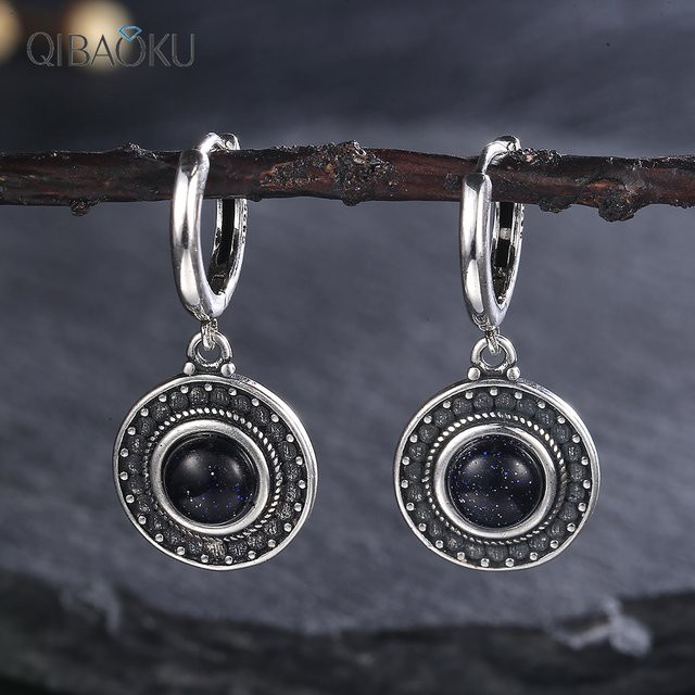 QIBAOKU Ohrringe, Kyanit, S925-Silber, Sonnenblumenform, Damen - Bild 1