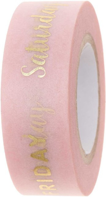 Rico Design Paper Poetry Washi Tape Wochentage in Rosa, Breite: 1,5 cm, Länge: 10 m - Bild 1