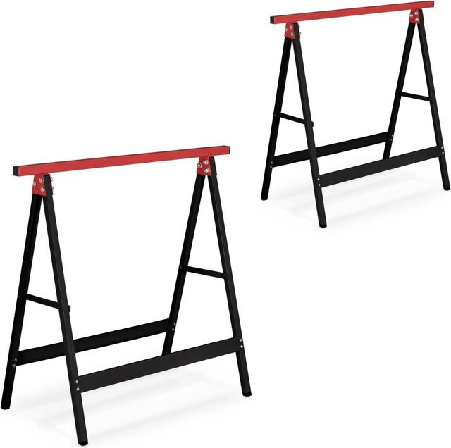 Relaxdays Arbeitsbock 2er Set aus Stahl in Schwarz und Rot, klappbar, B/T/H: 78 x 74 x 40 cm - Bild 1