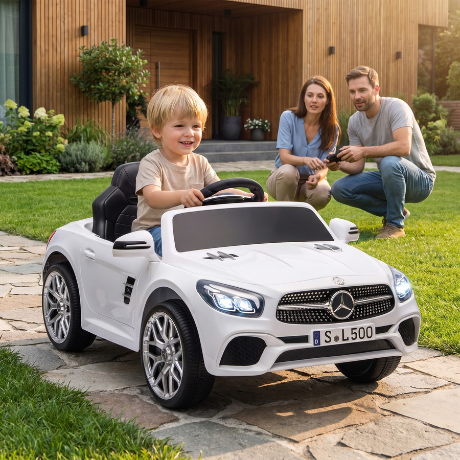 AIYAPLAY Mercedes-Benz SL500 Elektroauto für Kinder, mit Fernbedienung, Weiß, ab 3 Jahre - Bild 2
