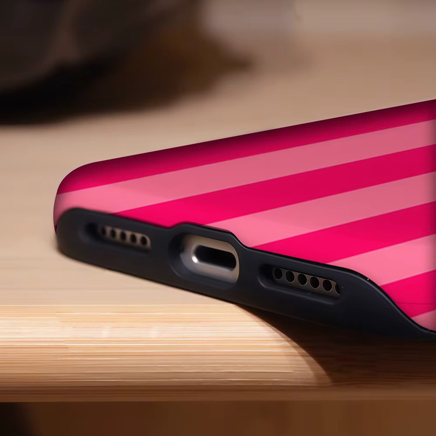 Robuste doppelschichtige Handyhülle mit vertikalen Streifen für iPhone 17 16 15 14 13 Pro Max Plus von Potdemiel in Pink mit Magnetfunktion - Bild 6