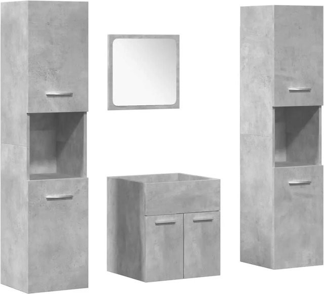 vidaXL 4-teiliges Badmöbel-Set aus Holzwerkstoff in Betongrau matt, B/T/H: 130 x 41 x 38,5 cm - Bild 1
