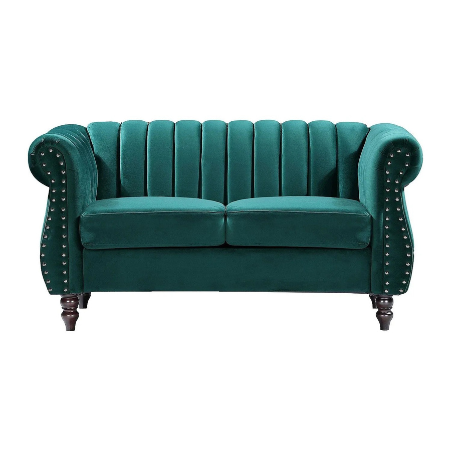 Vente-unique Chesterfield Sofa Trumbo Smaragdgrün aus Samt mit Breite: 150 cm - Bild 2
