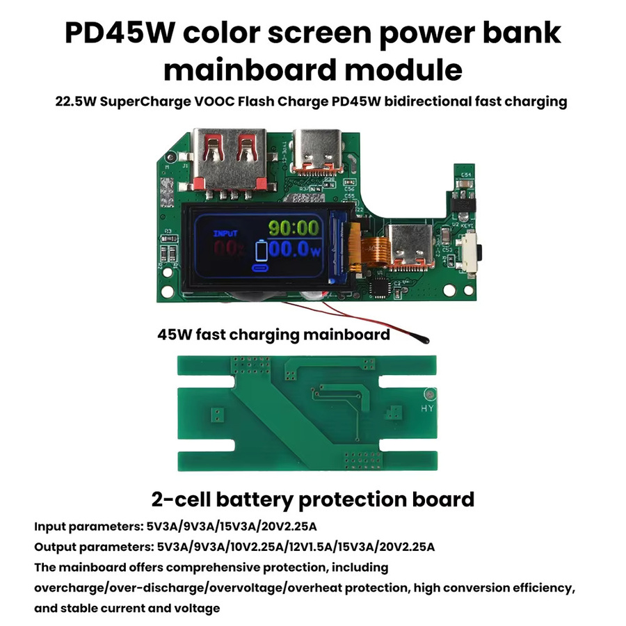 DIY NOW Bidirektionales Powerbank-Schnelllademodul mit TFT-Display für Smartphones und Laptops (45W/65W) - Bild 3