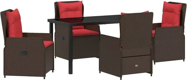 vidaXL Garten Essgruppe aus Poly-Rattan in Braun, 5-teiliges Set für Terrasse und Garten - Bild 1
