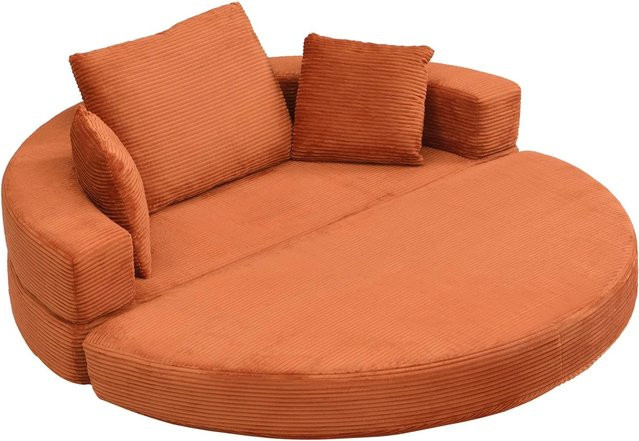 Merax Modulares Schlafsofa in L-Form aus Cord in Orange, B/T/H: 173 x 176 x 60 cm - Bild 1