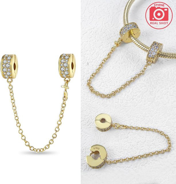 YIRAN Jewelry Sicherheitskette, Messing, Zirkonia, Damen, Goldfarben - Bild 1