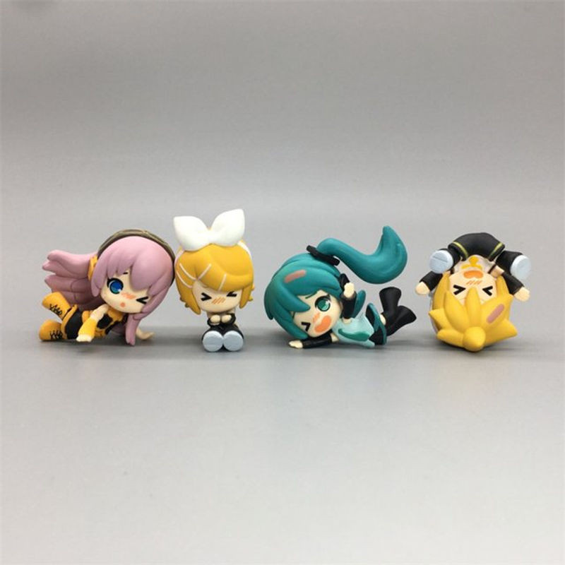 Re-ment Kawaii Vocaloid Sänger Blindbox Q-Version Anime-Figur in liegender Pose, blauhaariges Ornament aus Kunststoff, mehrfarbig - Bild 1