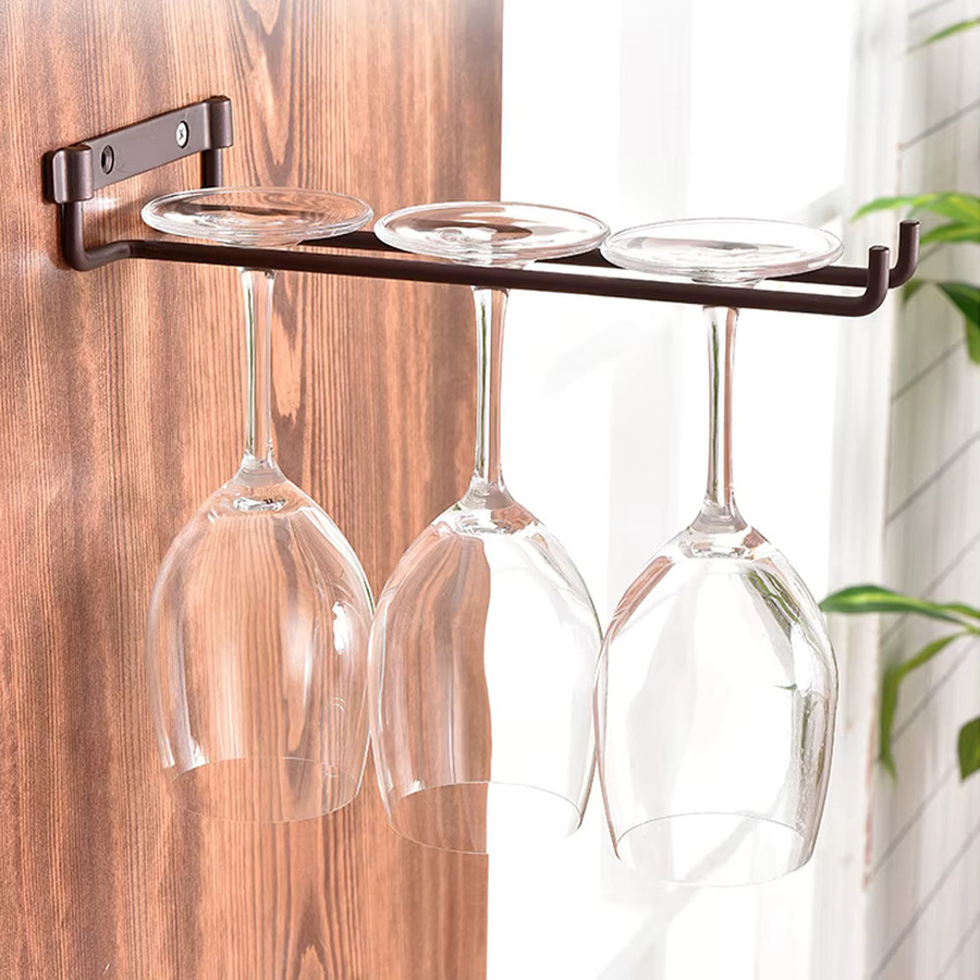 TOPINCN Wandmontiertes Gläserregal aus Metall in Braun für Küche und Home Bar - Bild 2