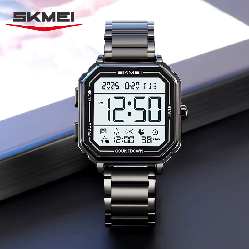 SKMEI Digitaluhr, Chronograph, Quarz, Silikon, Schwarz, Herren - Bild 3