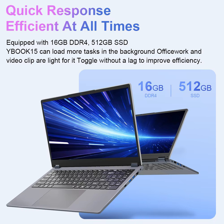 Ninkear YBook15 2-in-1 Convertible Laptop mit 15,6 Zoll Touchscreen, Windows 11, 16GB RAM, 512GB SSD, Grau - Bild 6