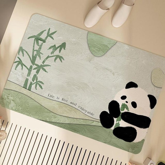 Yiran Furniture Panda Badezimmerbodenmatte aus Diatomeenerde, rutschfest und schnelltrocknend, Mehrfarbig, B/T: 40 x 60 cm - Bild 1